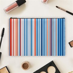 Blue And Coral Stripe 1 Cosmetic Bag (large) by dressshop