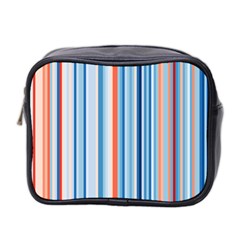 Blue And Coral Stripe 1 Mini Toiletries Bag (two Sides) by dressshop