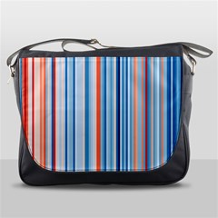 Blue And Coral Stripe 1 Messenger Bag by dressshop