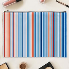 Blue And Coral Stripe 1 Cosmetic Bag (xxxl) by dressshop