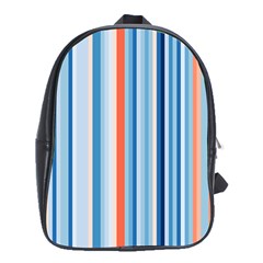 Blue And Coral Stripe 1 School Bag (xl) by dressshop