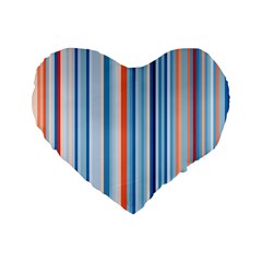 Blue And Coral Stripe 1 Standard 16  Premium Heart Shape Cushions by dressshop