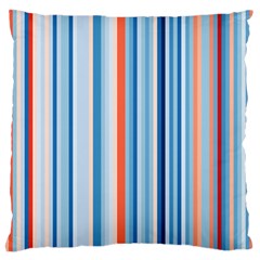 Blue And Coral Stripe 1 Large Flano Cushion Case (two Sides) by dressshop