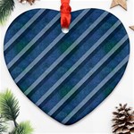 Blue Stripped Pattern Ornament (Heart) Front