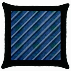 Blue Stripped Pattern Throw Pillow Case (black) by designsbyamerianna