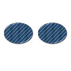 Blue Stripped Pattern Cufflinks (oval) by designsbyamerianna