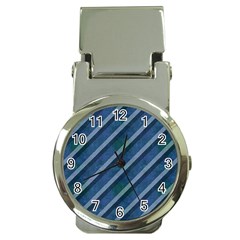 Blue Stripped Pattern Money Clip Watches by designsbyamerianna