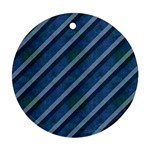 Blue Stripped Pattern Round Ornament (Two Sides) Front