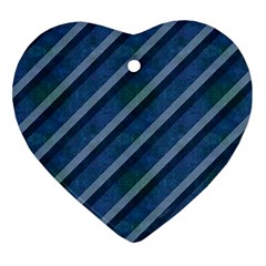 Blue Stripped Pattern Heart Ornament (two Sides) by designsbyamerianna