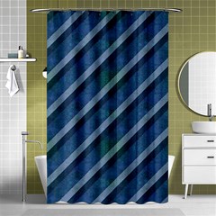 Blue Stripped Pattern Shower Curtain 48  X 72  (small)  by designsbyamerianna