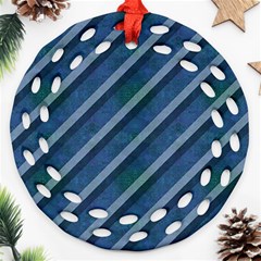 Blue Stripped Pattern Ornament (round Filigree)