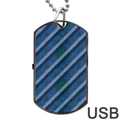 Blue Stripped Pattern Dog Tag Usb Flash (two Sides) by designsbyamerianna