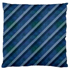 Blue Stripped Pattern Large Cushion Case (one Side) by designsbyamerianna