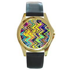 Mycolorfulchevron Round Gold Metal Watch by designsbyamerianna