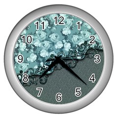 Wonderful Roses, A Touch Of Vintage Wall Clock (silver) by FantasyWorld7