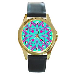 Butterfly Round Gold Metal Watch by designsbyamerianna