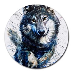 Gray Wolf - Forest King Round Mousepads by kot737