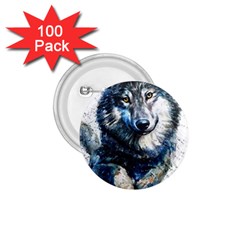 Gray Wolf - Forest King 1 75  Buttons (100 Pack) 