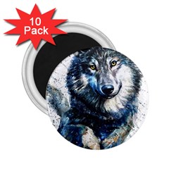 Gray Wolf - Forest King 2 25  Magnets (10 Pack)  by kot737