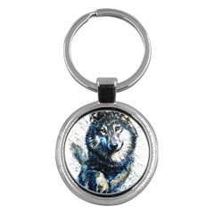 Gray Wolf - Forest King Key Chain (round) by kot737