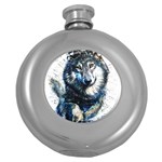 Gray Wolf - Forest King Round Hip Flask (5 oz) Front