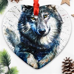 Gray Wolf - Forest King Heart Ornament (two Sides) by kot737