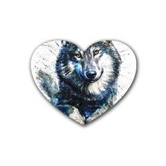 Gray Wolf - Forest King Heart Coaster (4 Pack)  by kot737