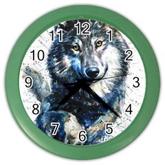 Gray Wolf - Forest King Color Wall Clock by kot737