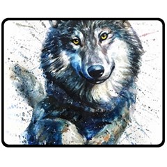 Gray Wolf - Forest King Fleece Blanket (medium)  by kot737