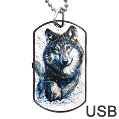 Gray Wolf - Forest King Dog Tag Usb Flash (two Sides) by kot737