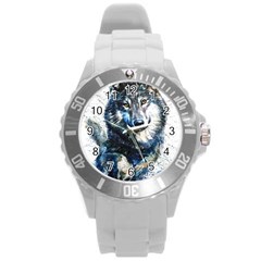 Gray Wolf - Forest King Round Plastic Sport Watch (l) by kot737