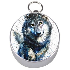 Gray Wolf - Forest King Silver Compasses by kot737