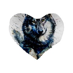 Gray Wolf - Forest King Standard 16  Premium Flano Heart Shape Cushions by kot737