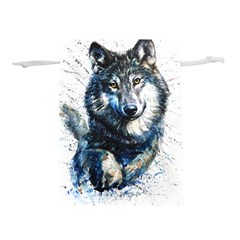 Gray Wolf - Forest King Lightweight Drawstring Pouch (l) by kot737