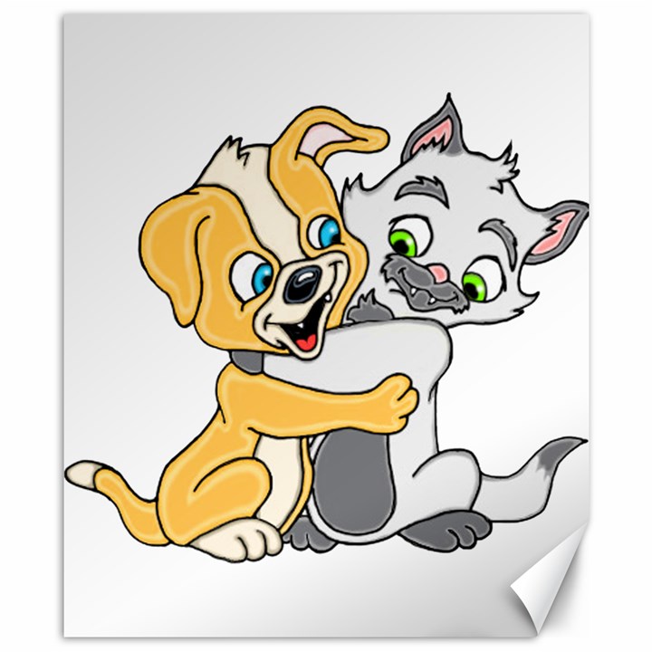 Puppy And Siamese Love Canvas 8  x 10  (Unframed)