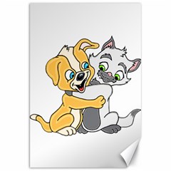 Puppy And Siamese Love Canvas 20  X 30  (unframed) by retrotoomoderndesigns