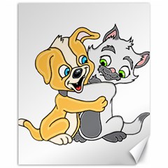 Puppy And Siamese Love Canvas 11  X 14  (unframed) by retrotoomoderndesigns