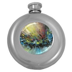 Original Abstract Art Round Hip Flask (5 Oz) by scharamo