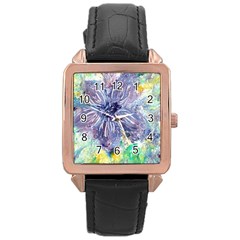 Original Abstract Art Rose Gold Leather Watch  by scharamo