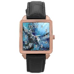 Original Abstract Art Rose Gold Leather Watch 