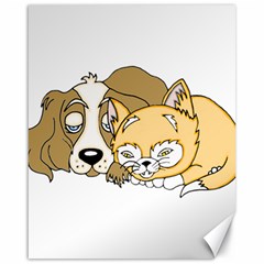 Dog And Kitten Nap Canvas 16  X 20  (unframed) by retrotoomoderndesigns