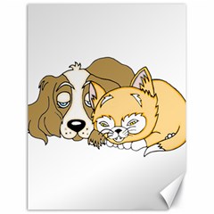 Dog And Kitten Nap Canvas 18  X 24  (unframed) by retrotoomoderndesigns