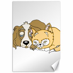 Dog And Kitten Nap Canvas 20  X 30  (unframed) by retrotoomoderndesigns