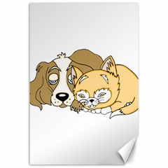 Dog And Kitten Nap Canvas 24  X 36  (unframed) by retrotoomoderndesigns