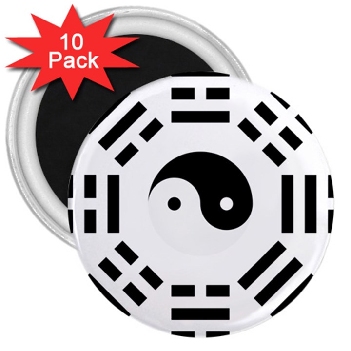 Bagua Yin Yang Yang Yin Chinese 3  Magnets (10 pack) 