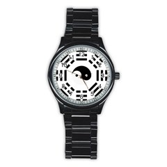 Bagua Yin Yang Yang Yin Chinese Stainless Steel Round Watch by Pakrebo