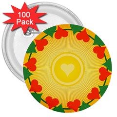 Mandala Floral Round Circles 3  Buttons (100 Pack)  by Pakrebo