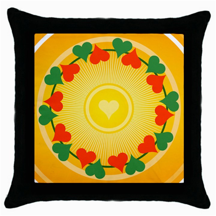 Mandala Floral Round Circles Throw Pillow Case (Black)