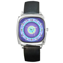 Mandala Circles Meditation Square Metal Watch by Pakrebo