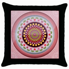 Mandala Zentangle Floral Round Throw Pillow Case (black) by Pakrebo